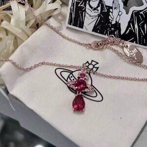 Vivienne Westwood Pendant Necklace - Rose Gold Tone Drop Necklace